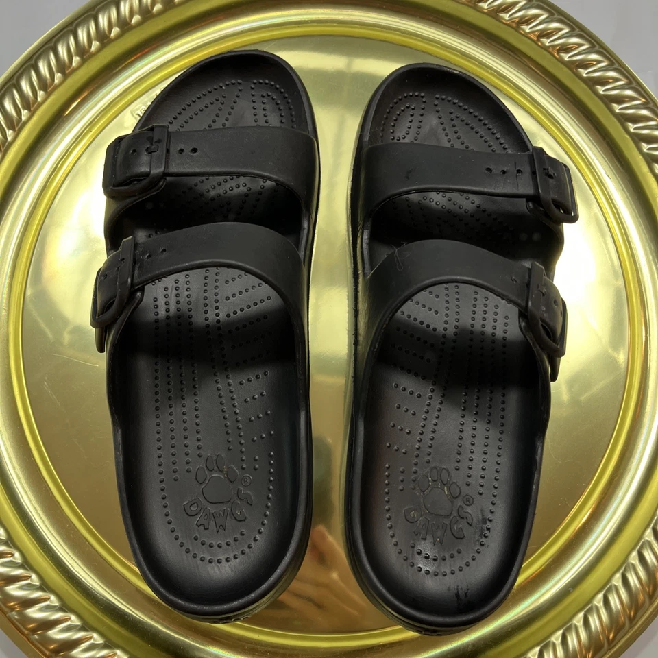 Dawgs SANDALIAS NEGRAS Correas Hebilla Ajustables Sin Cordones Cómodas Talla 8 Para Mujer’s Foto 2 de 4