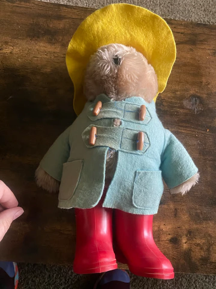 Vintage Paddington Bear Plush Eden Toy Yellow Hat Red Rubber Boots 18" 1981 - Image 2 of 4