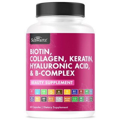 BioSchwartz Biotin Collagen Keratin Supplement - Hair 60 Count (Pack of 1) 