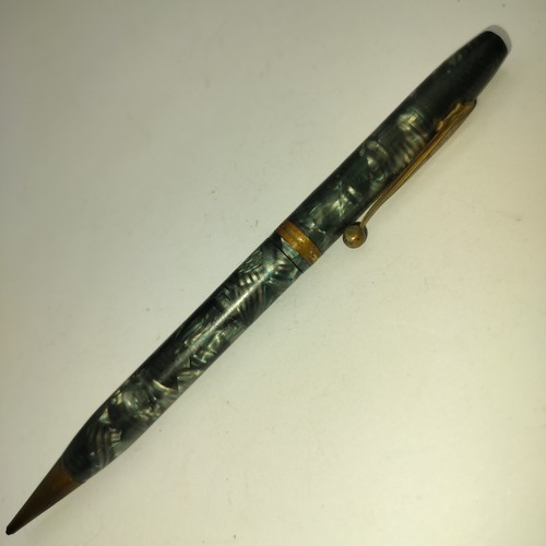 Vintage EPENCO Mechanical Pencil Green Marbled Celluloid Art Deco Design 5-Inch