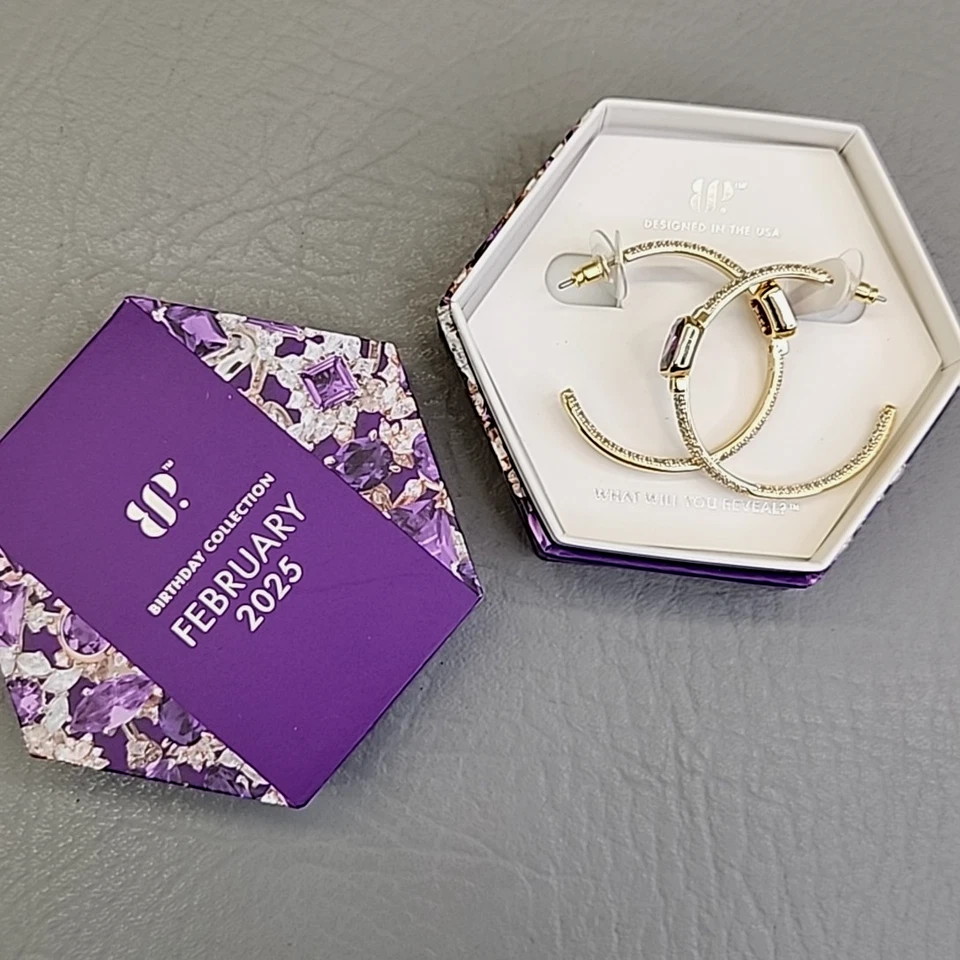 Серьги-кольца для вечеринок с бомбами февраль 2025 г. аметист фианит пирсинг лабораторные 1 3/8 дюйма - Изображение 3 из 4