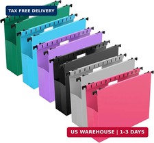 Extra Capacity Plastic Hanging File Folders,12 Pack Reinforced Expanding Hang Fo