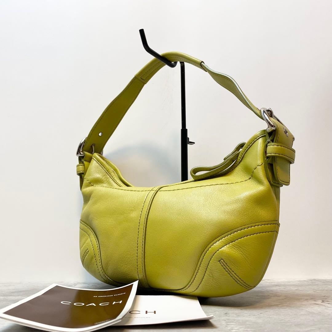 COACH Soho Shoulder Hobo Bag Lime Green Leather Used