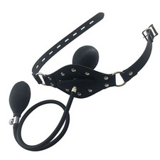 Inflatable Open Mouth Gag Rubber Pump Head Harness for Couples Bondage BDSM