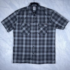 Dickies Plaid Work Shirt Short Sleeve Button Front Gray Black Men  s XL 46-48