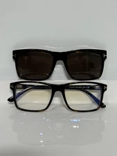 Tom Ford TF5682-B 052 Tortoise Square Acetate w. Brown Clip-on Eyeglasses