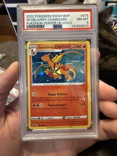 2022 POKEMON SWSH BLACK STAR PROMO #075 SPECIAL DELIVERY CHARIZARD-HOLO PSA 8