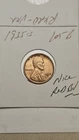 wheat penny 1935S RED CH BU 1935-S LOT #B LINCOLN CENT AU/CH UNC RED LUSTER
