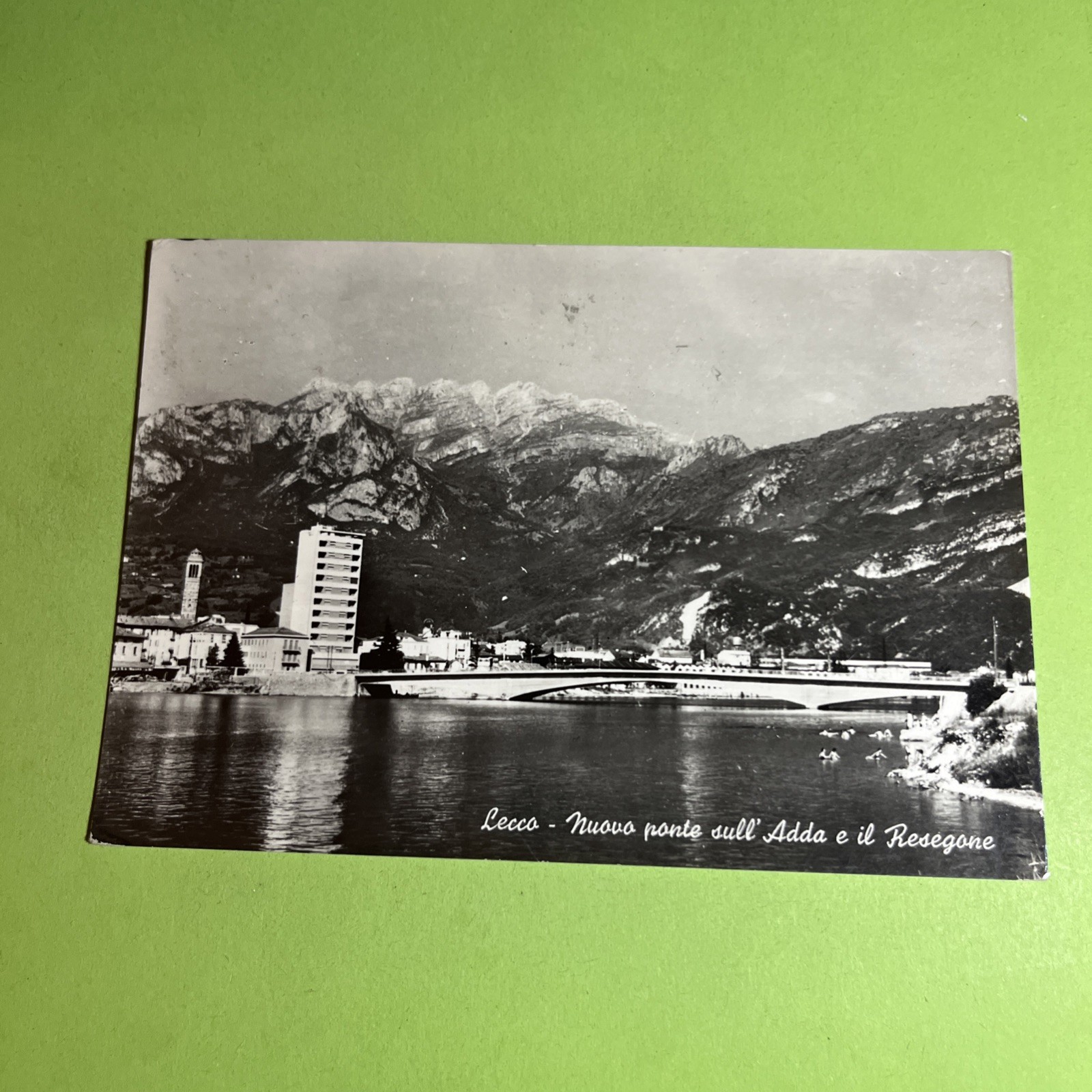 LECCO NUOVO PONTE SULL'ADDA E IL RESEGONE VIAGGIATA - CARTOLINA BIANCO E NERO