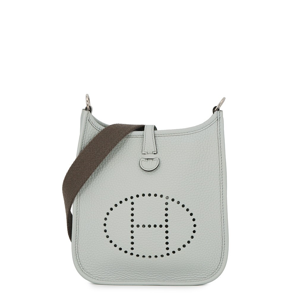 HERMES Evelyne Amazon Long Size TPM Taurillon Clemence Blue Pale/Etain