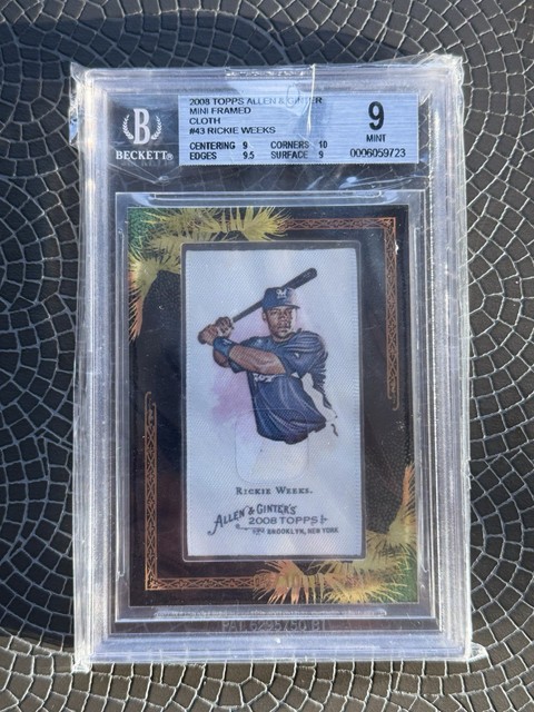 See Pics! 2008 Allen Ginter Framed Silk Mini /10 Graded Rickie Weeks Brewers