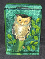 Acrylglasblock eingegossene Eule Spotted Scops Owl ca. 10cm Dekorfigur Sammler