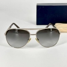 Louis Vuitton Sunglasses Attitude Pilot Damier Z0304U Silver Gray w/Case
