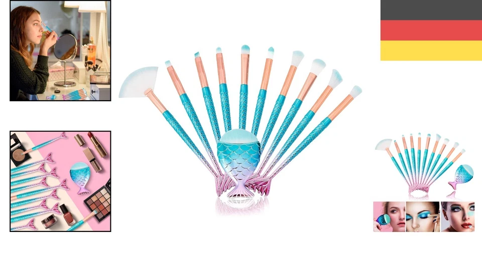 11-teiliges 3D Meerjungfrau Make-up Pinselset – Ultraweiche Pinsel für  Looks - Bild 2 von 4