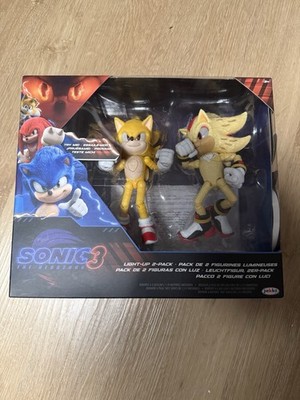 Sonic 3 Movie Super Shadow Super Sonic Jakks Pacific Light Up 2 Pack