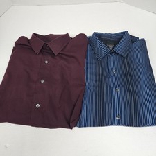 Lot Of 2 Van Heusen Dress Shirts Men's L/S XL 17-17.5 Blue Purple Striped