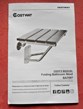 Costway, Wall Mounted, Folding Down Bathroom Shower Stool (Max 160kg)