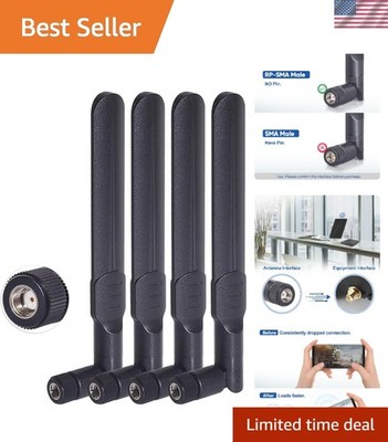 Dual Band WiFi 2.4GHz 5GHz 5.8GHz 8dBi MIMO RP-SMA Male Antenna 4-Pack for Wi...