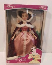 Disney Princess Belle Porcelain Keepsake Doll Holiday Edition Brass Key