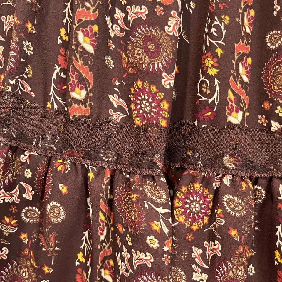 Mary Kate Ashley Y2K Vintage Niñas 8 Falda Marrón Floral Boho Cottagecore Raro Foto 3 de 4