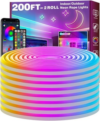 200Ft Led Rope Lights, Flexible Neon Lights Control with App/Remote, Multiple...