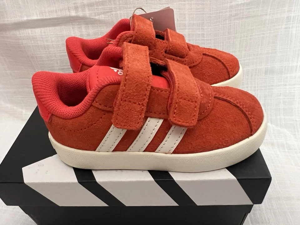 Adidas VL Court Zapatos de Monopatín Niño Pequeño en Naranja Rojo EE. UU. Niños Talla 5, 6, 7 Foto 2 de 4