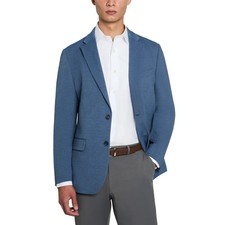 New Kenneth Cole Men's M Slim Fit Stretch Plaid Blazer Jacket Navy Blue Size M