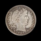 1901-S Barber Quarter San Francisco US Mint American Specie, Fine Condition
