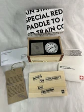 Mondaine A660.30318.81EDA Official Swiss Railroad Magnetic Desk Clock Steel 50mm