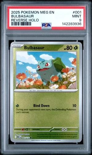 2025 POKEMON MEG EN-MEGA EVOLUTION REVERSE HOLO #001 BULBASAUR PSA 9