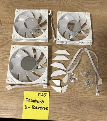 3 Stück - Phanteks M25 Gen2 PWM D-RGB Lüfter, Reverse Blade, 120mm, Weiß