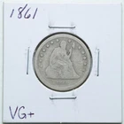 1861 25C Seated Liberty Silver Quarter Dollar in VG+ Condition #6325