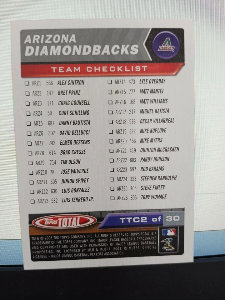 2003 Topps Total Baseball Singles- Pick From List - Image 2 of 4