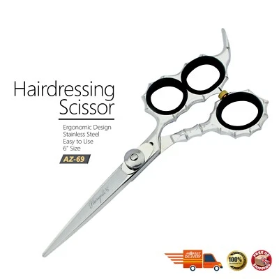 HARYALI LONDON Professional Barber Scissor Three Ring Design Hair Cutting Shears 6" Sharp Razor