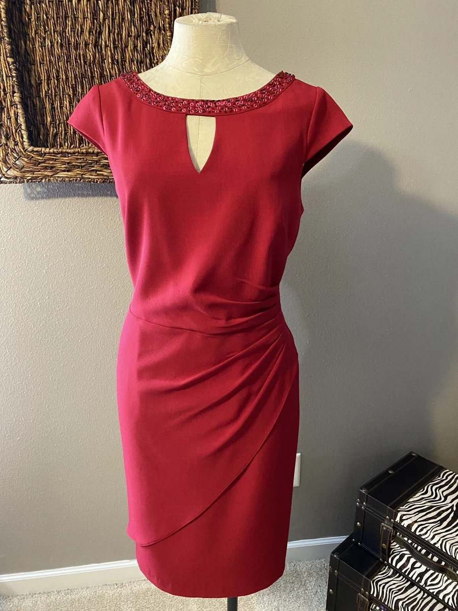 Adrianna papell short deals sleeve beaded sheath dress