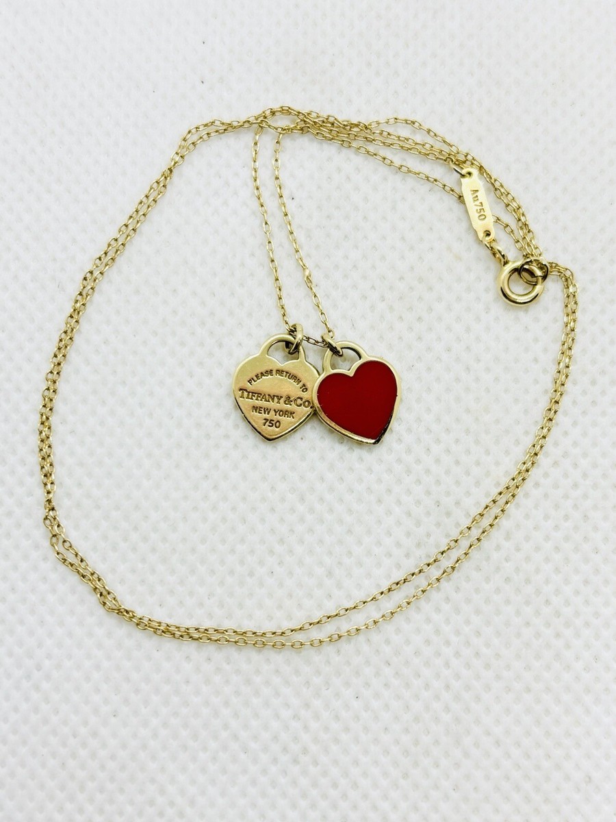 Tiffany Red Heart Necklace Gold Tiffany Co 18k Yellow Gold Red - Main Image