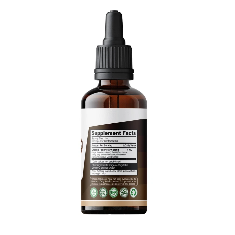 Mushroom Complex Extract Organic Non GMO Tincture Liquid Herbal Drops 2 Fl Oz - Image 4 of 4