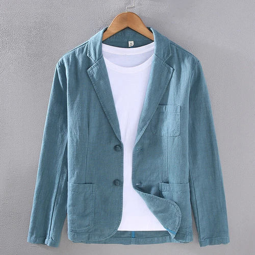 Men's Linen Cotton Jacket Summer Lightweight Casual Blazer Coat Breathable Soft - Picture 18 of 21