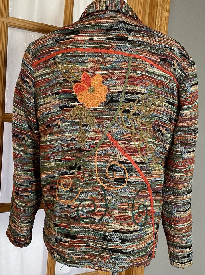 Chaqueta Blazer Coldwater Creek Años 90 Para Mujer L Multi Tejido Floral Bordado Clásico Foto 4 de 4
