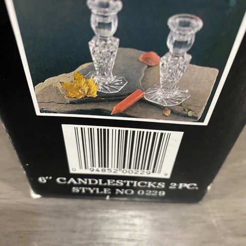 The Irena Collection Poland 24% Lead Crystal Candlesticks 6" Pair New in Box - Picture 7 of 9
