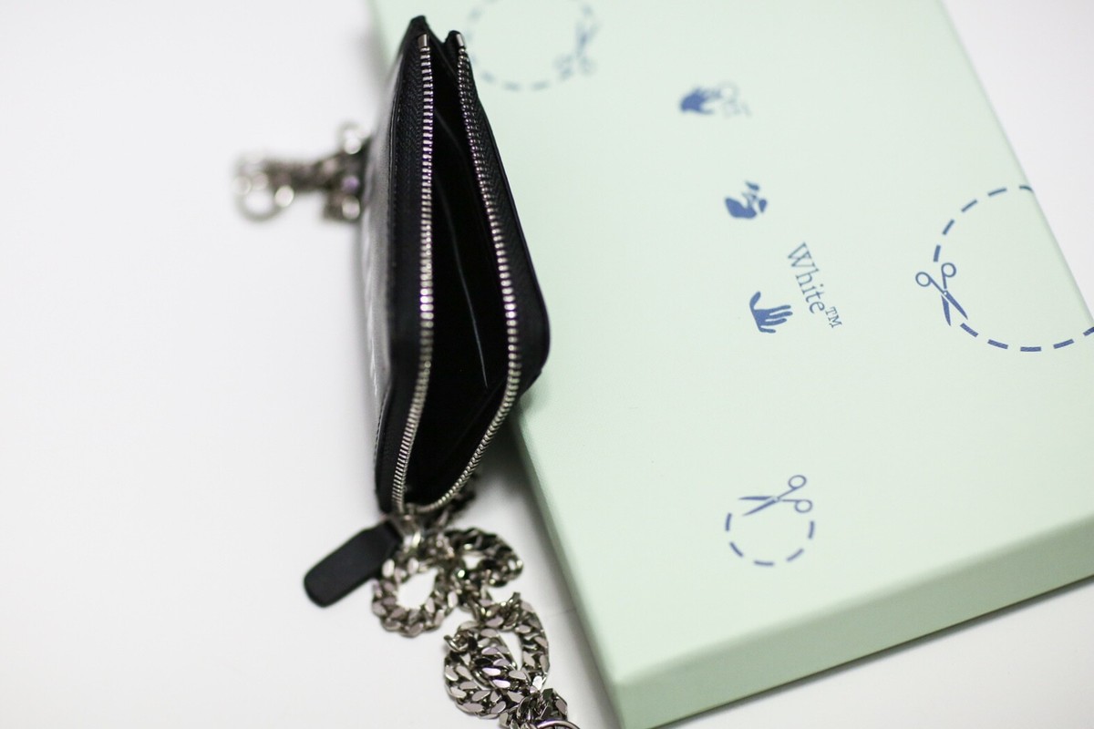 Off White Quote Zip Chain Wallet Black w/box | eBay