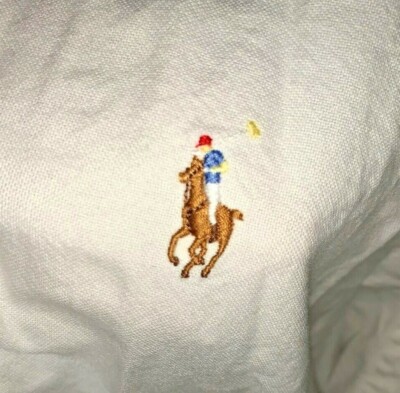 POLO Ralph Lauren Crisp White Rugby Horse Button Up Shirt Men Size L  ❤️tb11j16
