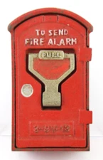 DABS JAPAN RARE CAST IRON FIRE ALARM PULL BOX BANK, IN GOOD SHAPE