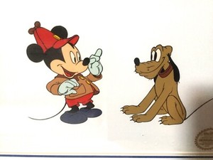 WALT DISNEY MICKEY MOUSE &  PLUTO THE POINTER, FRAMED 22"X18"