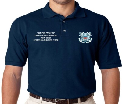COAST GUARD STATION NEW YORK* NY *POLO EMBROIDERED.OFFICIALLY LICENSED