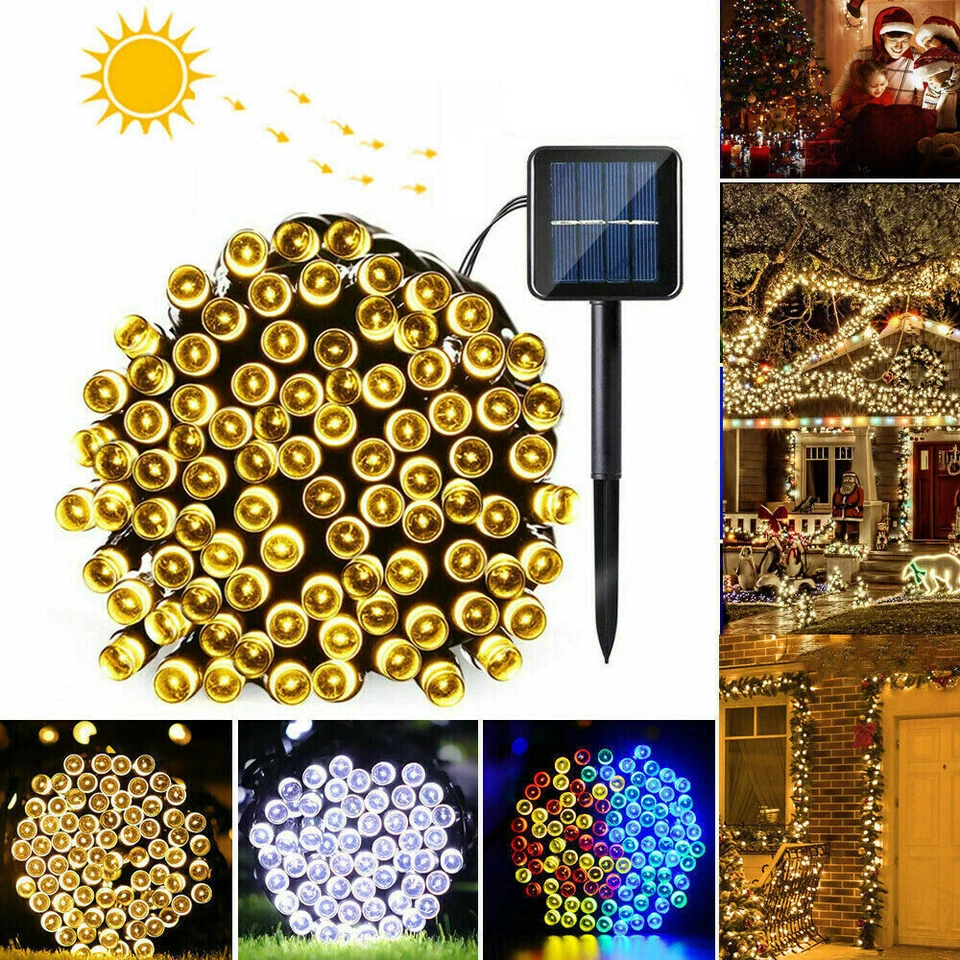 Solar Fairy String Lights 100/200/500 LED Outdoor Garden Christmas Holiday Decor - Image 4 of 4