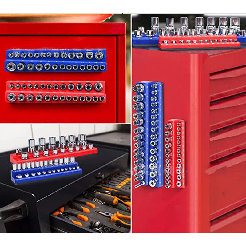 6PCS Magnetic Socket Organizer Storage Holder Trays Set 1/4" 3/8" 1/2" 143 Slot - Image 2 of 4