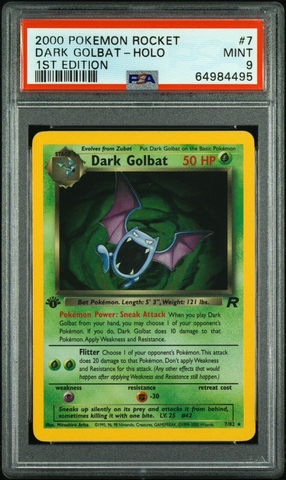 PSA 9 MINT Dark Golbat 7/82 1st Team Rocket 2000 Pokemon Card