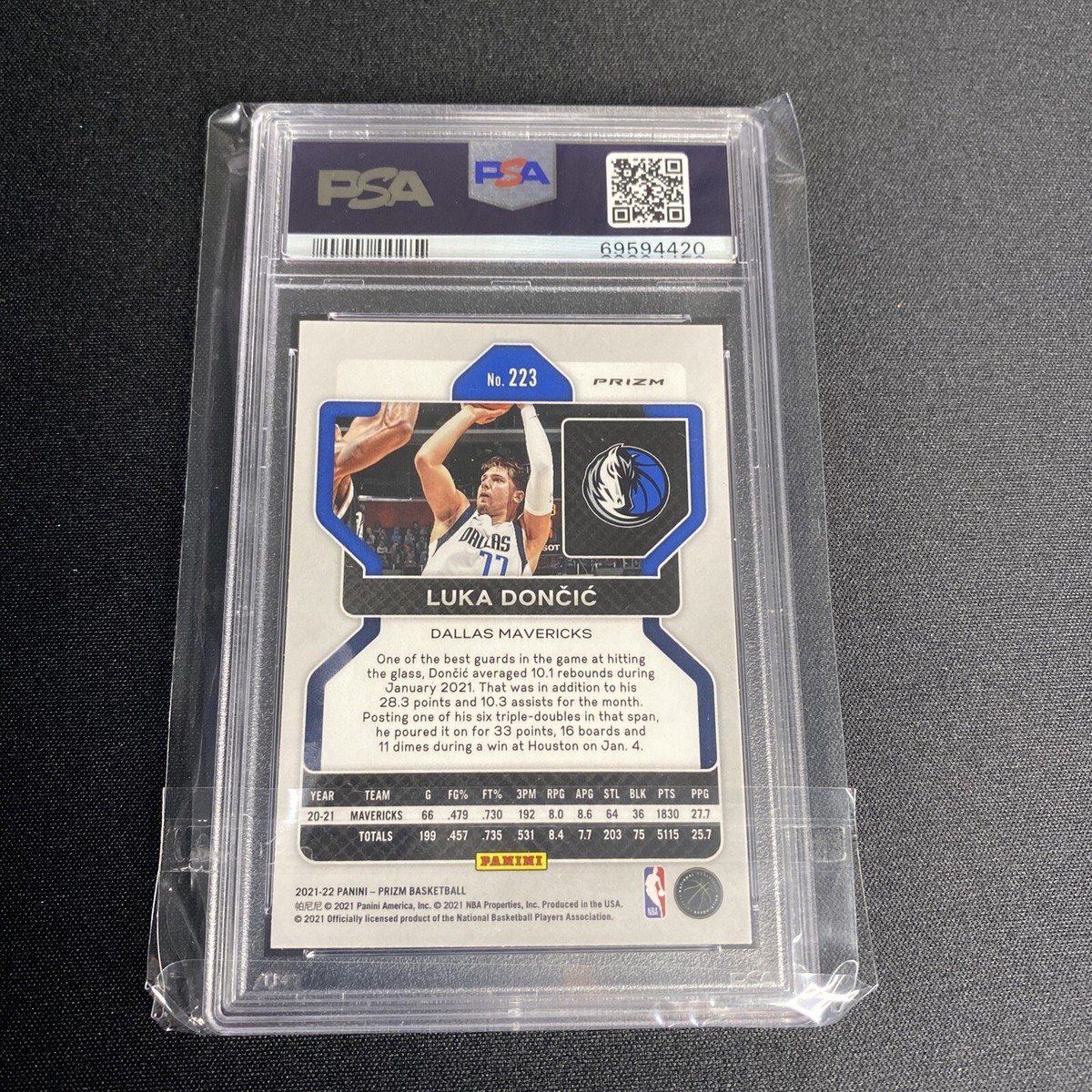 2021 Panini Prizm Silver Ice LUKA DONCIC Card #223 PSA 10