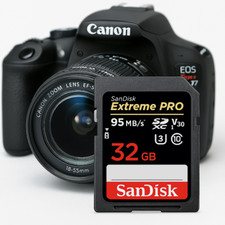 NEW SanDisk 32GB Extreme PRO SDHC UHS-I Card for Canon EOS Rebel T7 DSLR Camera